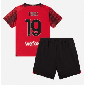 AC Milan Theo Hernandez #19 Domaci Dres za Dječji 2023-24 Kratak Rukavima (+ kratke hlače)